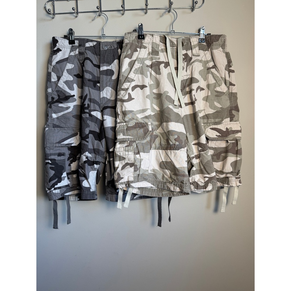 CSG (LOT OF 2) Mens Ripstop Cargo Utility Shorts Size 30 Tie Hems Outdoor Hiking
